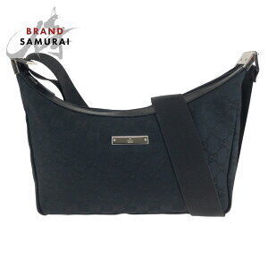 GUCCI black GG canvas shoulder bag